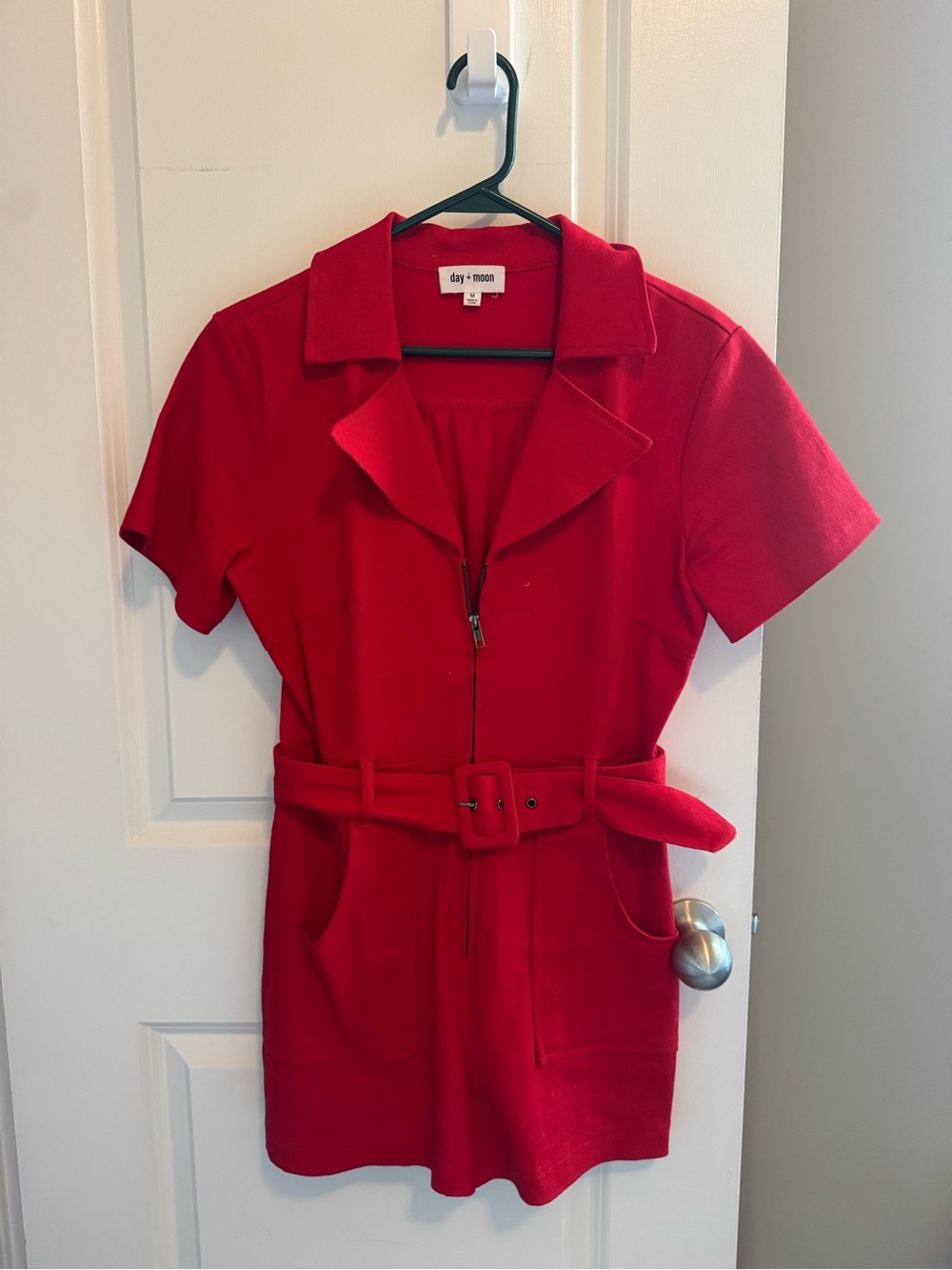 Day & Mood Red Short Sleeve Belted Romper